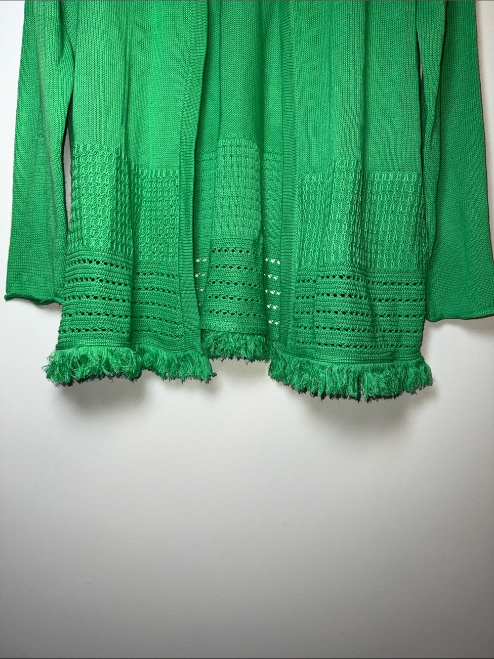 Lilly Pulitzer Noble Fringe Cabana Green Open Front Cardigan - Picture 5 of 11